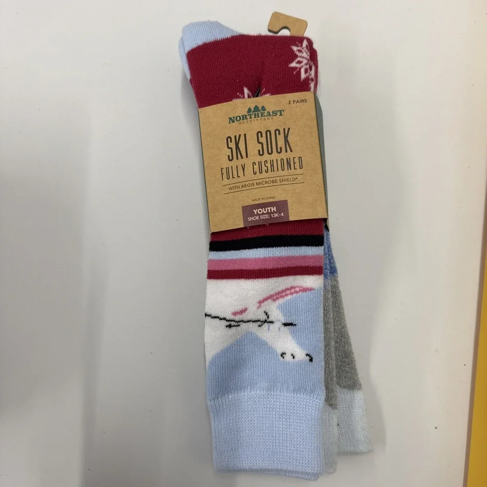 2- Northeast Outfitters 13c - 4 Youth Ski Socks Neo Snowsport Polar Bear Fully C